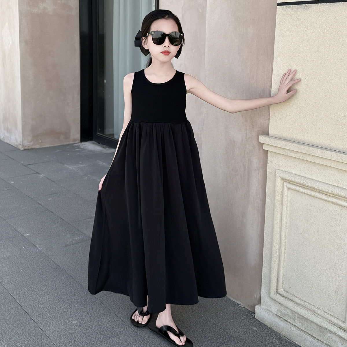 Children's Casual Knitted For Older Western Style Fashion Sleeveless Children's Dress