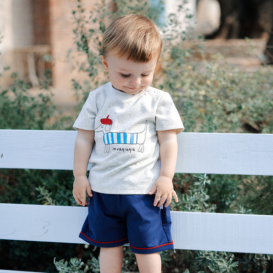Boys Casual Tops Cute Sausage Puppy Children's T-shirt