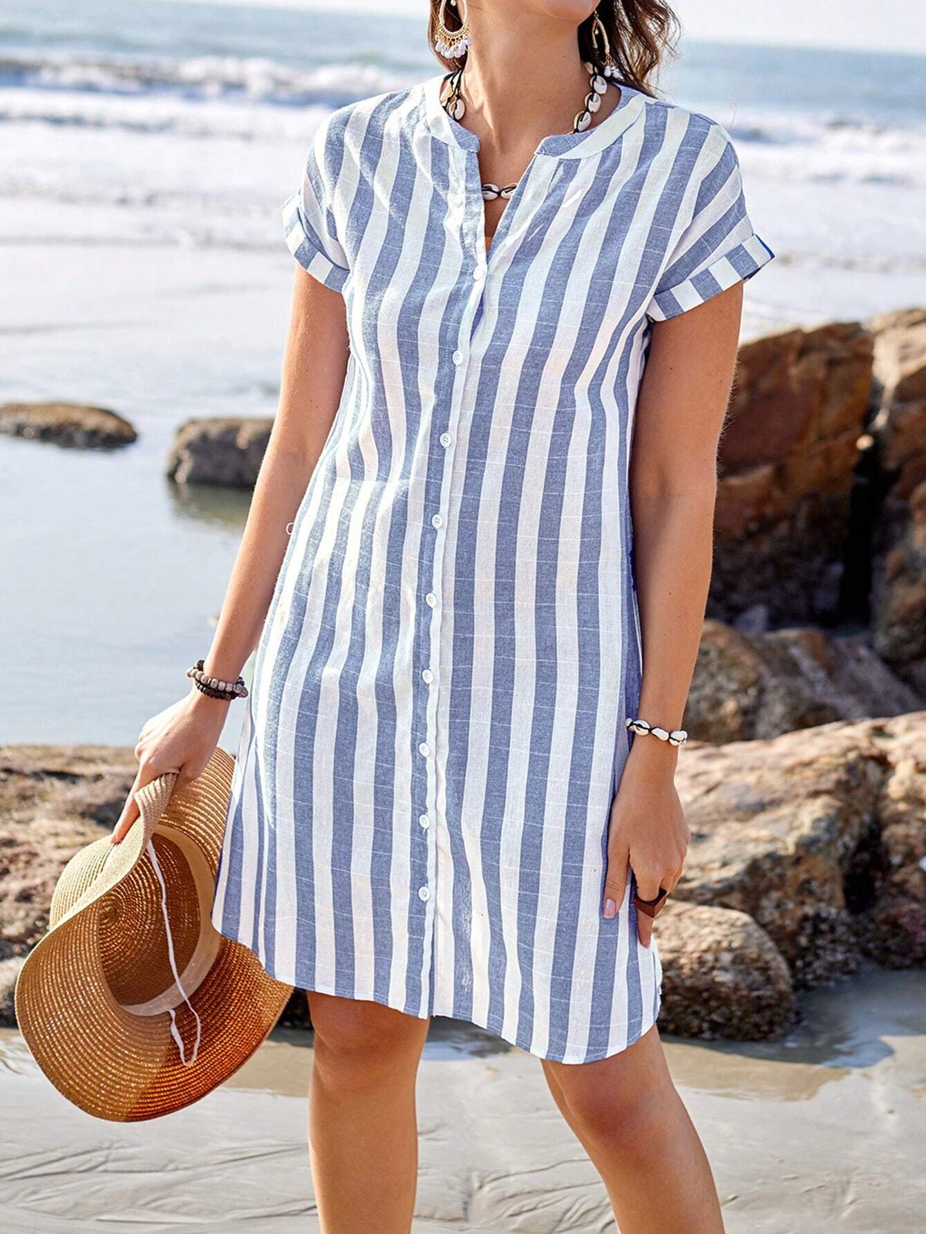 Women's Summer Fashion Temperament Leisure Loose Striped Blouse