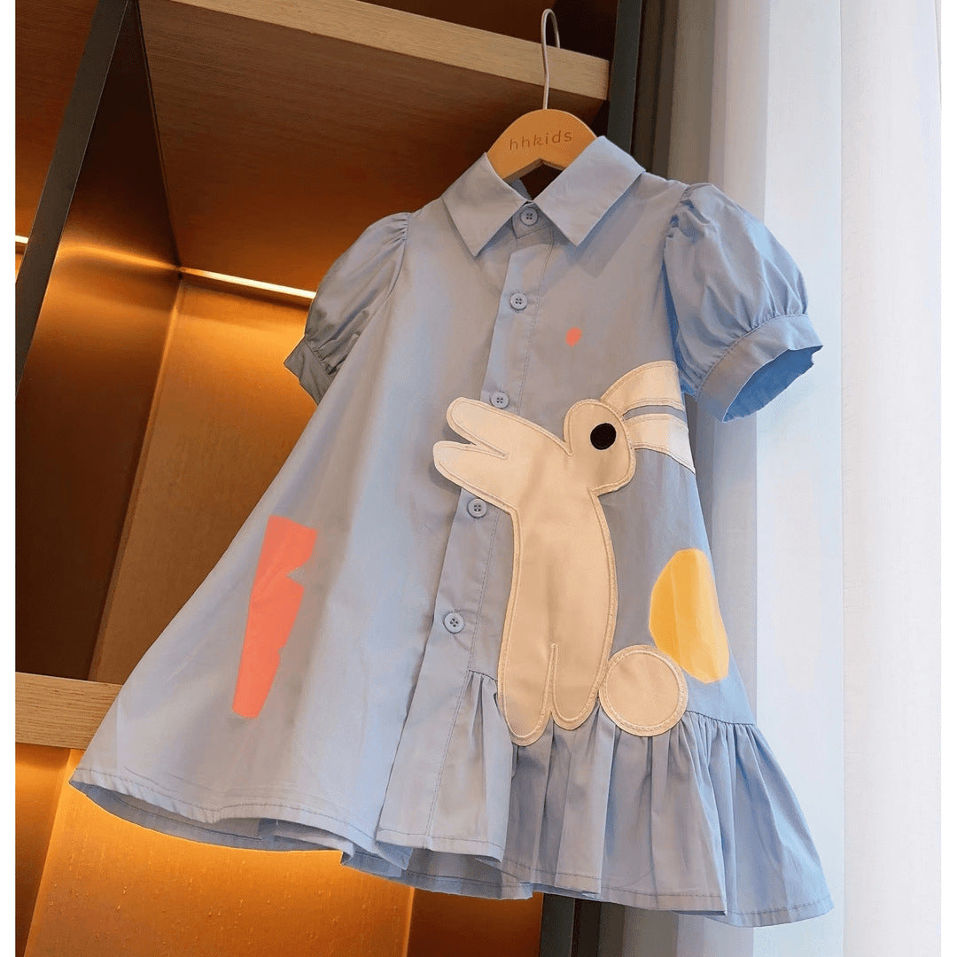 Korean Style Shirt Little Cute Bunny Short Children's Dress