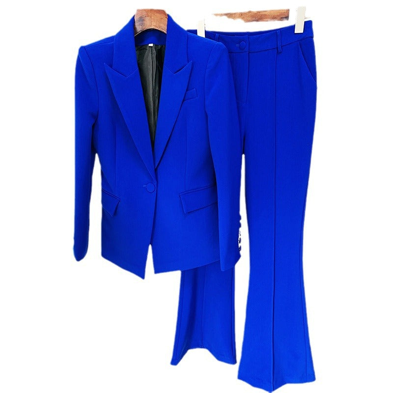 One Button Cloth Cover Mid-length Bell-bottom Fashion Casual Suit