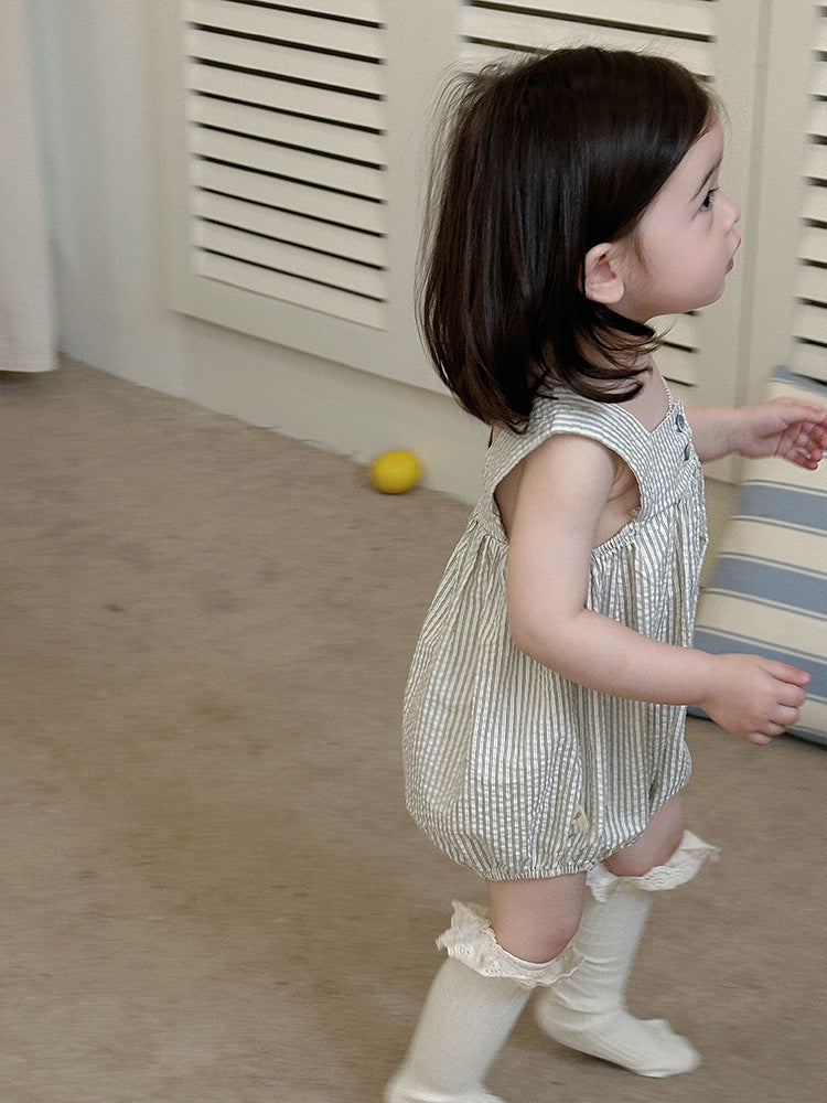Children's Strap Summer Jumpsuit Korean Style Clothing Striped Sleeveless Jumpsuit, Climbing Suit