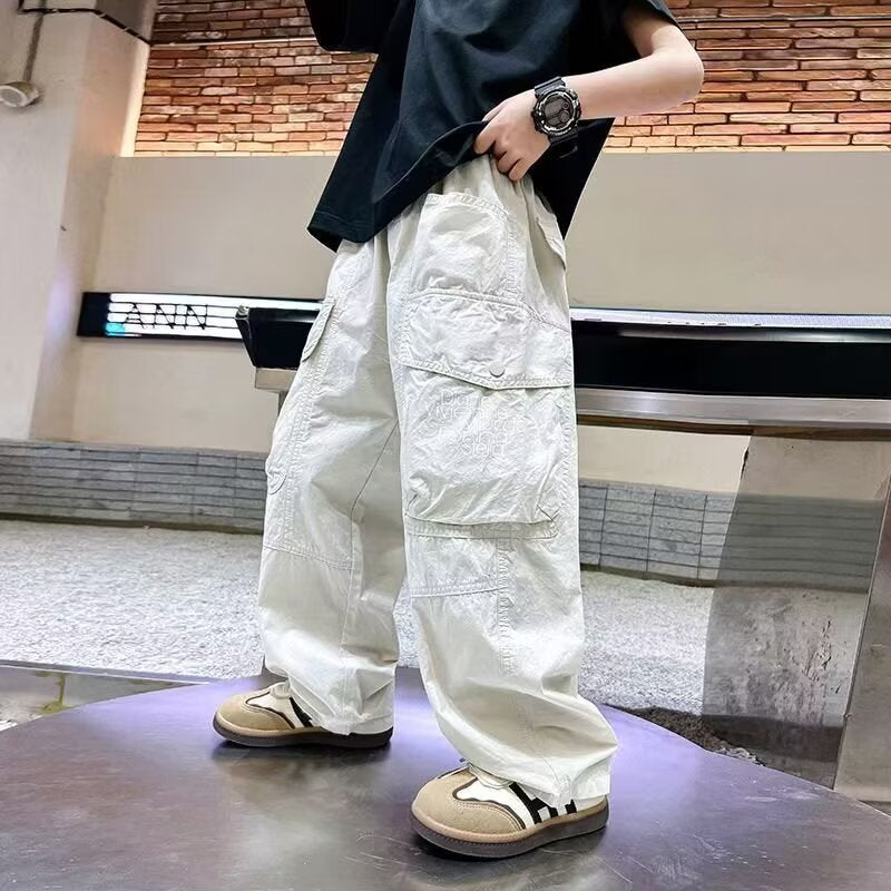 Children's Thin Overalls Loose Trousers Medium Large Handsome Children's Pants