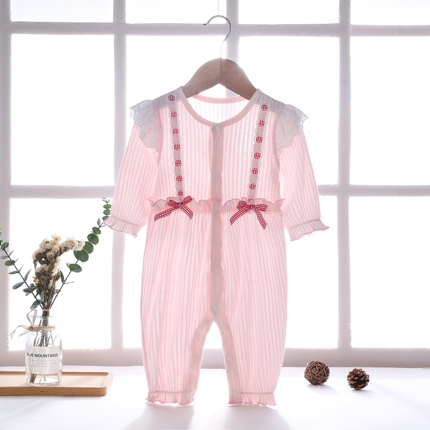 Women's Cute Jumpsuit Clothes Long Sleeve Bowknot Thin Jumpsuit, Climbing Suit