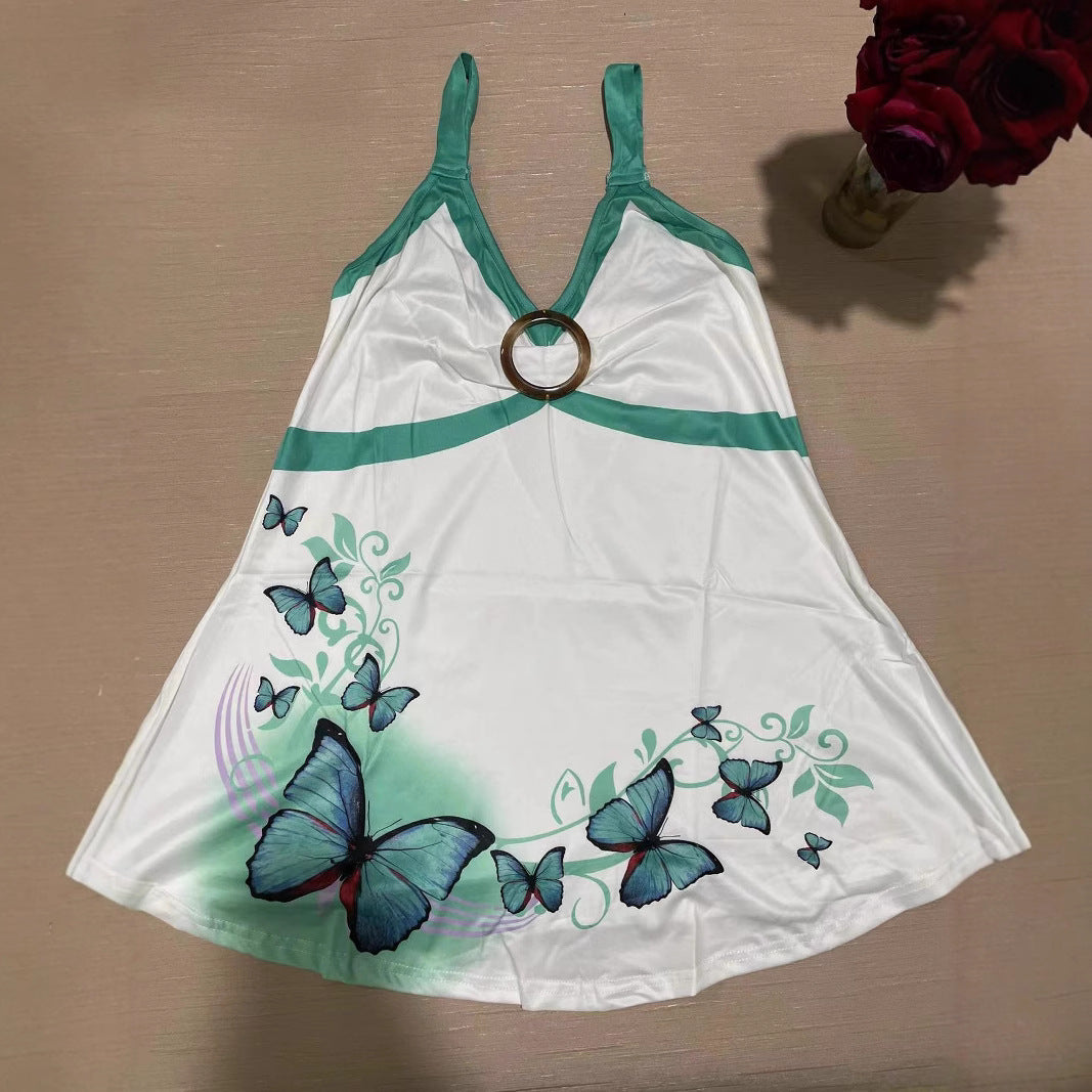 Women's Summer Fashion Butterfly Print Sexy Sleeveless Small Vest/suspenders/tube Top