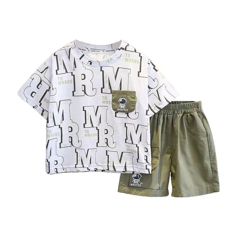 Children's Summer Clothing Gas Clothes Trendy Fried Street Short Children's Suit