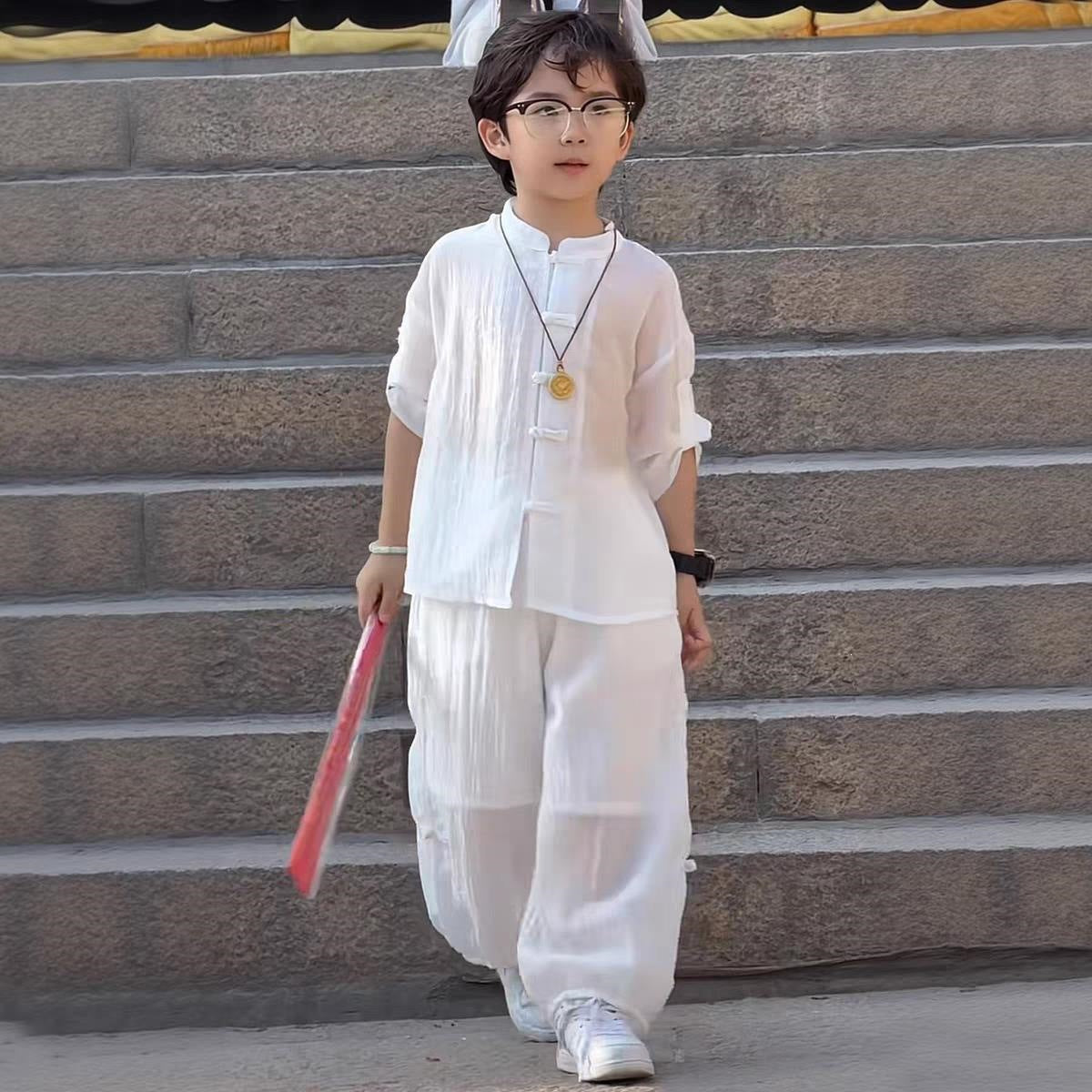 Children's Boy's Chinese Tang Summer Clothes Wear Style Han Costume Thin Children's Suit