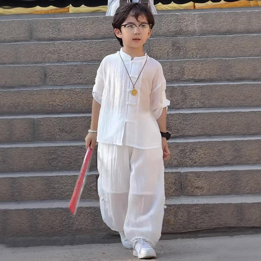 Children's Boy's Chinese Tang Summer Clothes Wear Style Han Costume Thin Children's Suit