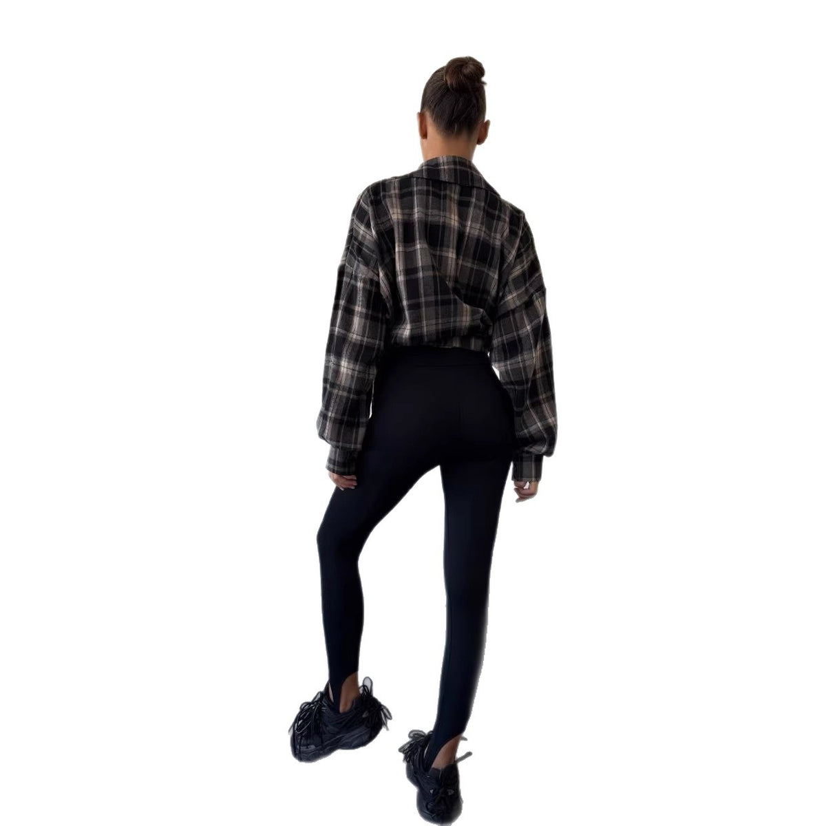Retro American Plaid Long-sleeved Shirt Loose Street Couple Blouse