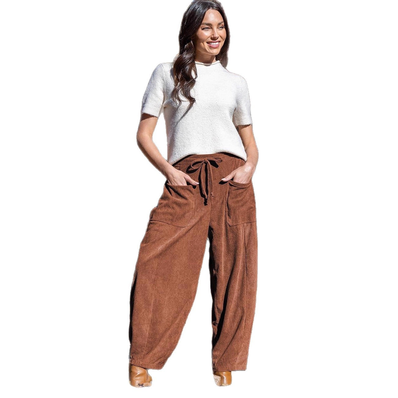 Women's Corduroy Slimming Harem Wide Leg Casual Pants