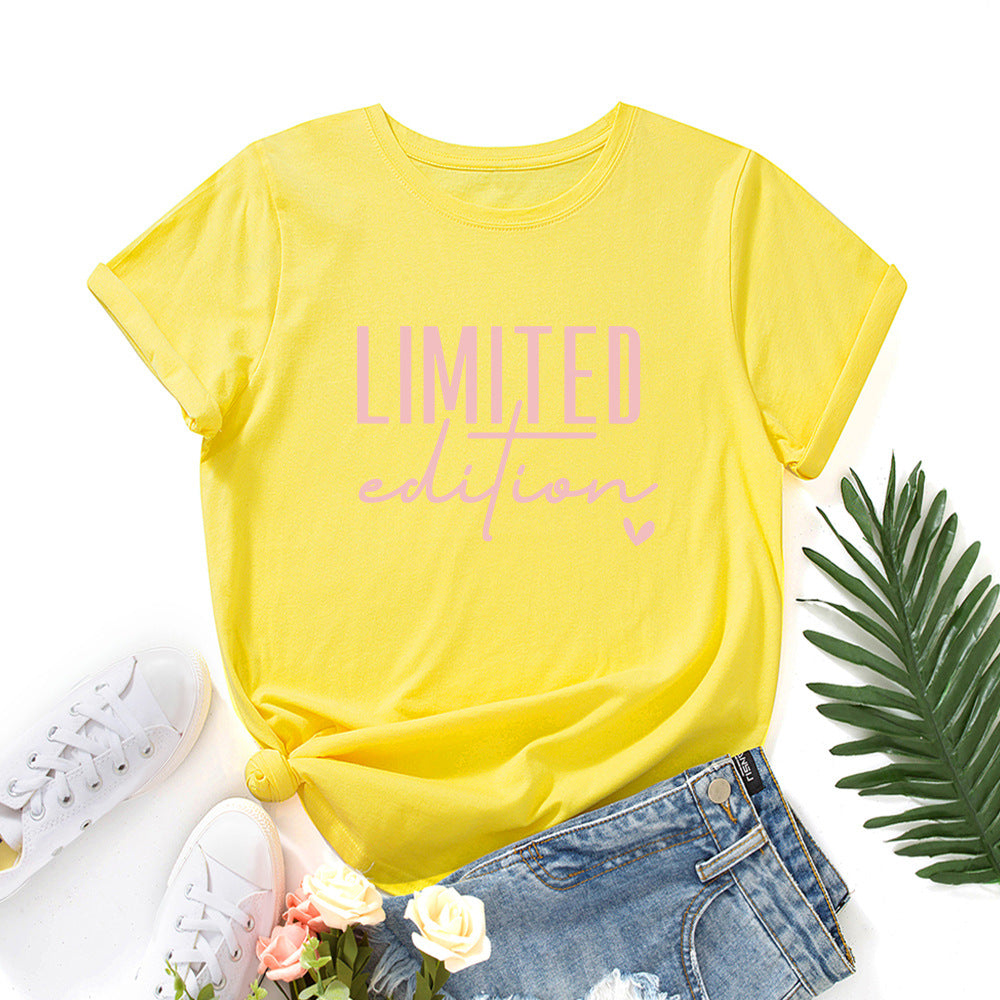 Women's Printed Loose Round Neck Sleeve Women's T-shirt