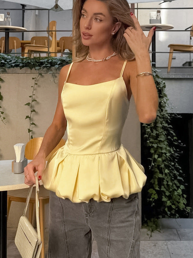 Women's Solid Color Spaghetti Straps Slimming Waist Small Vest/suspenders/tube Top