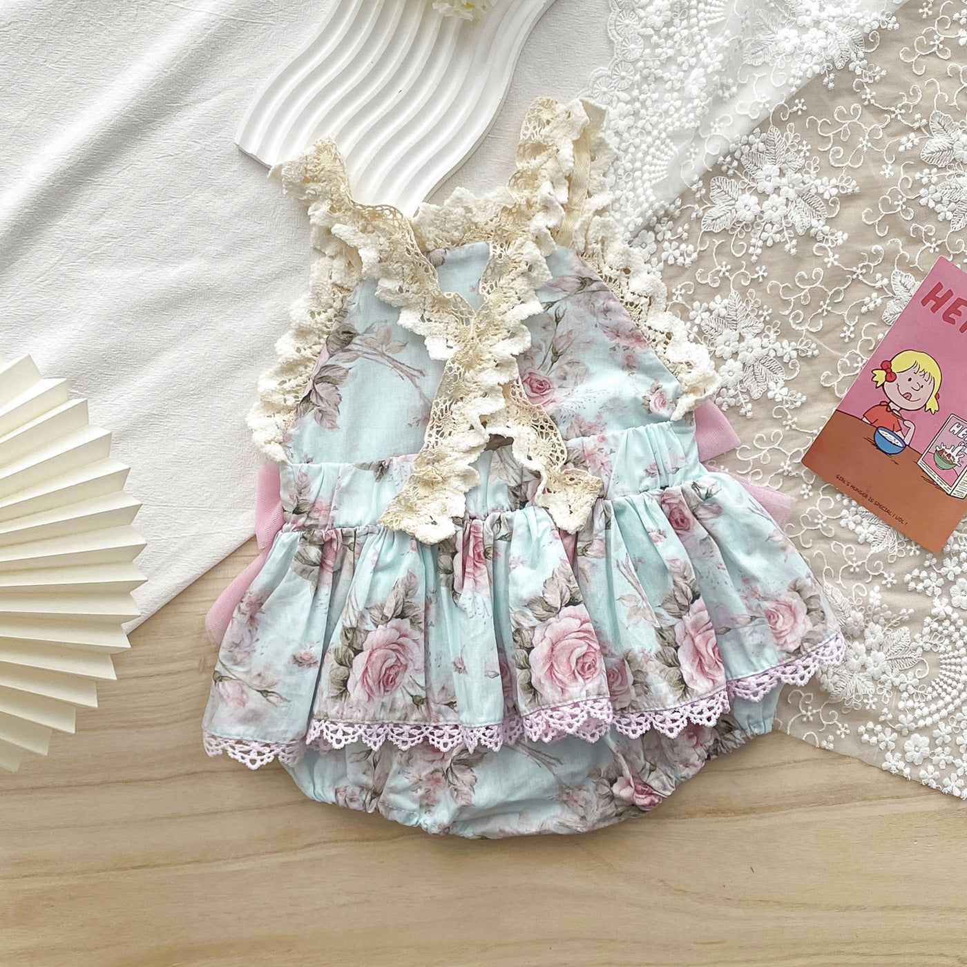 Flower Sling Bloomer With Skirt Lace Cute Jumpsuit Jumpsuit, Climbing Suit