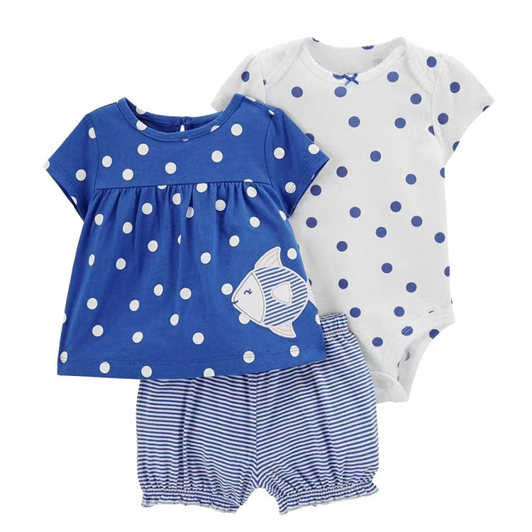 Children's Summer Clothing Short-sleeved Shorts T-shirt Three-piece Children's Suit