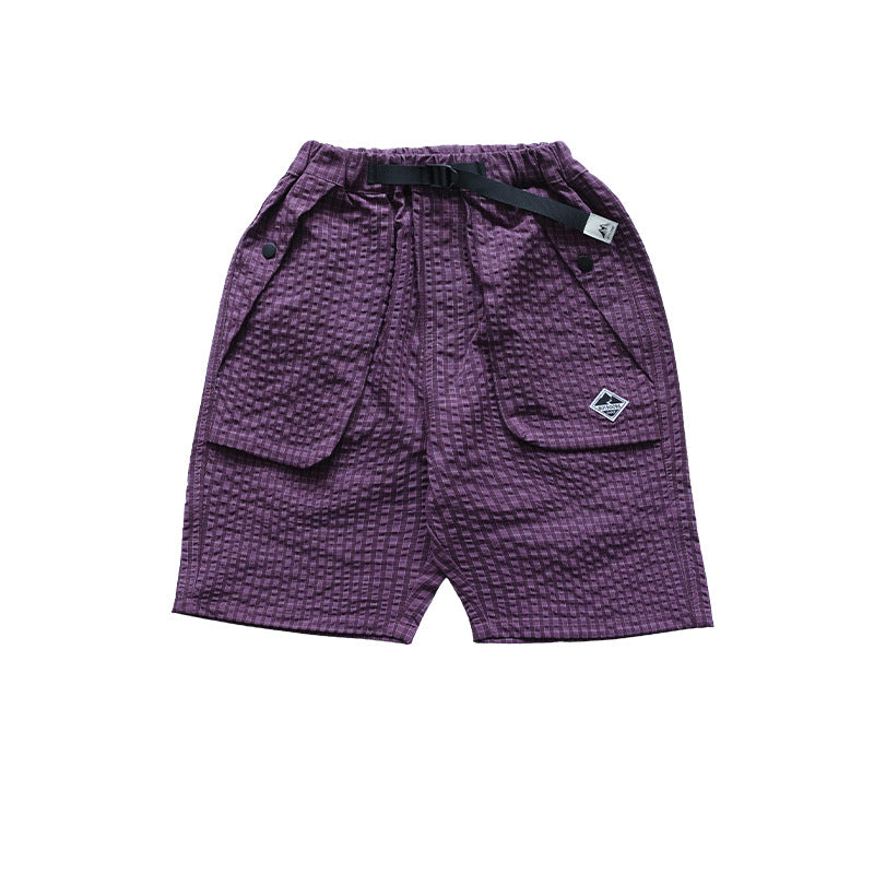 Children's Lightweight Shorts Summer Older Boys Bubble Plaid Loose Breathable Children's Pants