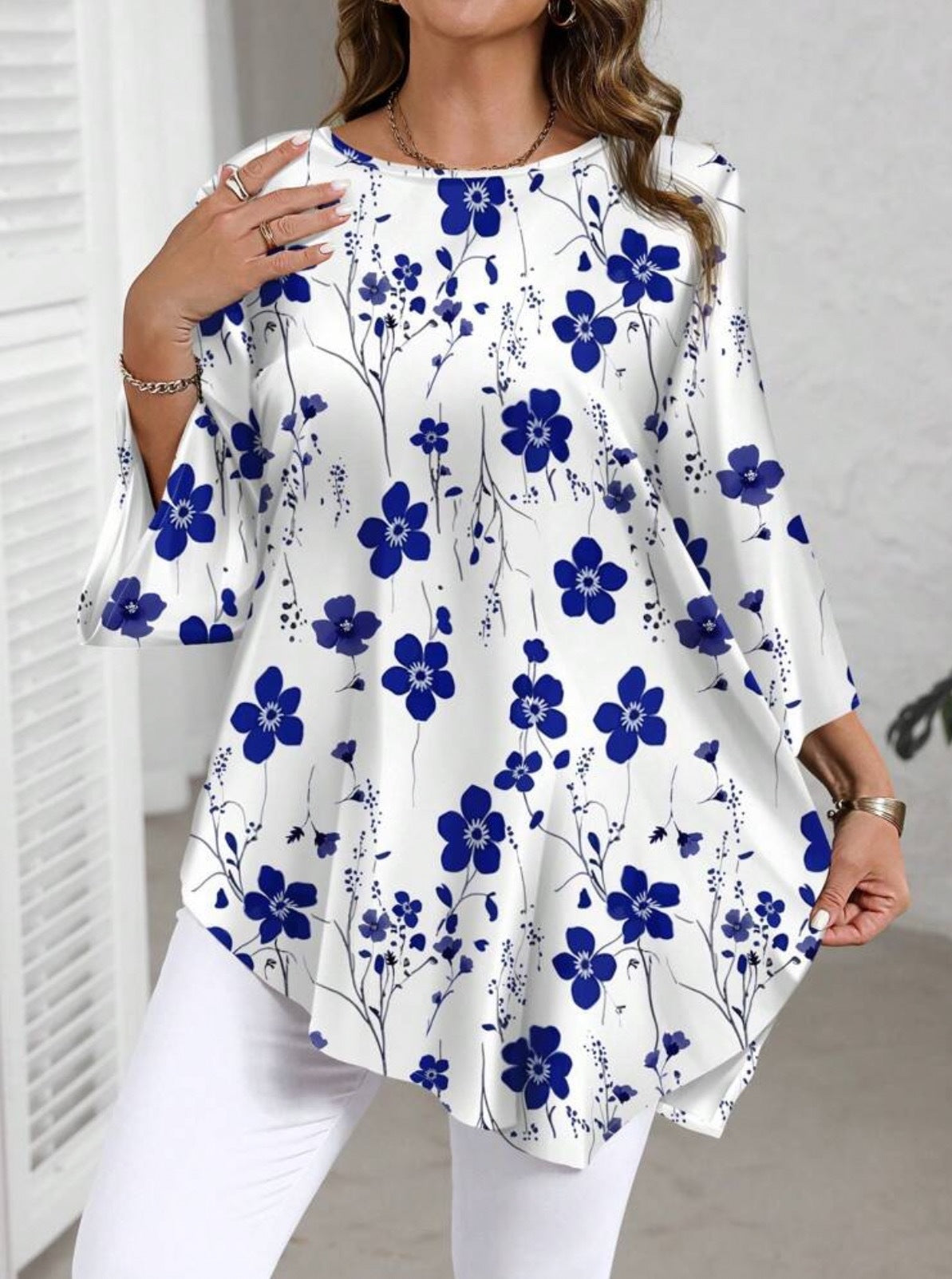 Women's Versatile Printed Crew Neck Optional Large Size T-shirt