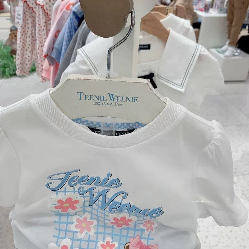 Style Little Bear Flower Print Pure Soft Moisture Absorption Breathable Children's T-shirt