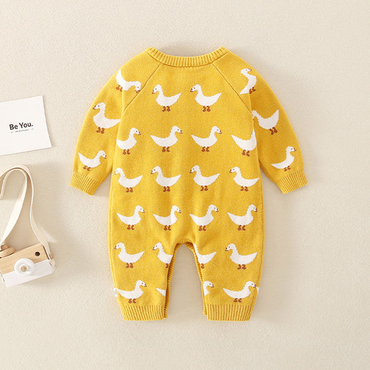Jumpsuit Class Double Layer Romper Knitted Outer Wear Cotton Wool Jumpsuit, Climbing Suit