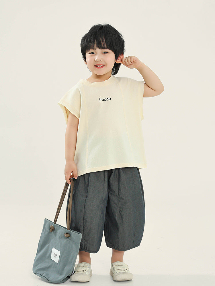 Children's Summer Korean Style Pure Cotton Short Sleeve Thin Sleeveless Children's T-shirt
