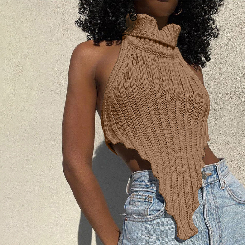 Women's Irregular Backless Woolen Can Wear Outside Small Vest/suspenders/tube Top