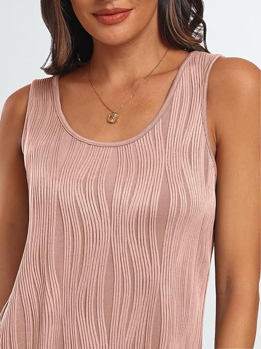 Women's Summer Casual Dreamy Texture Round Neck Sleeveless Small Vest/suspenders/tube Top