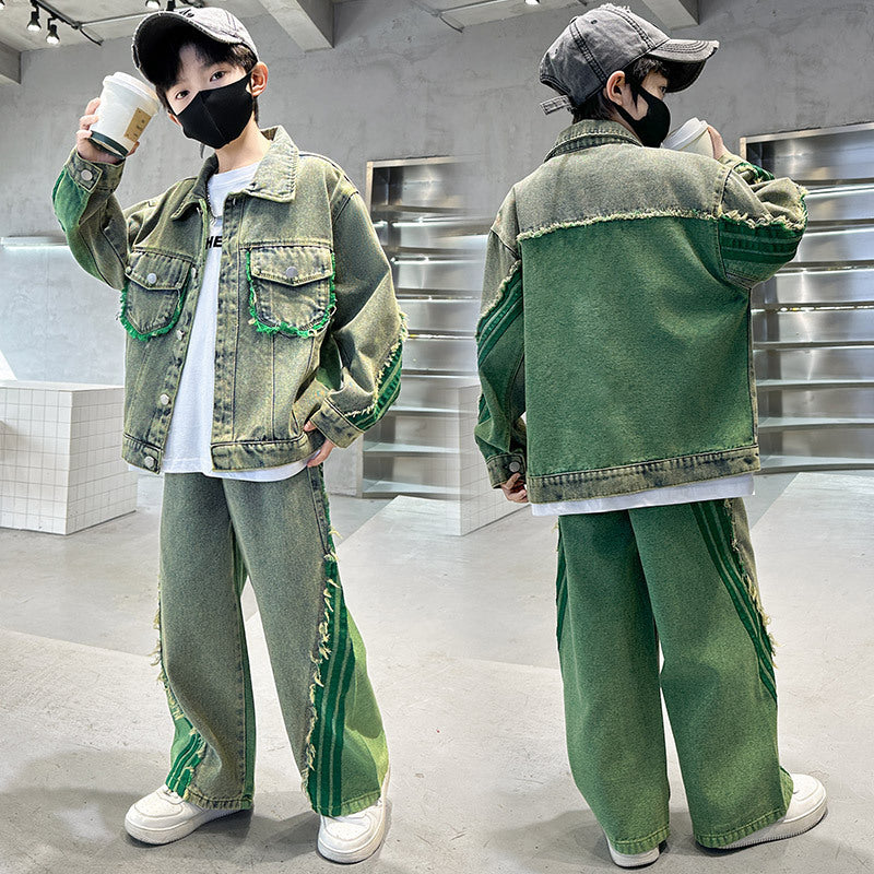 Children's Boys American Denim Medium Big Trendy Coat Fashionable Spring Children's Suit