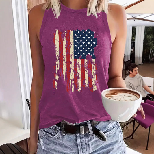 Women's Bottoming Flag Pattern Independence Day Comfortable Tops