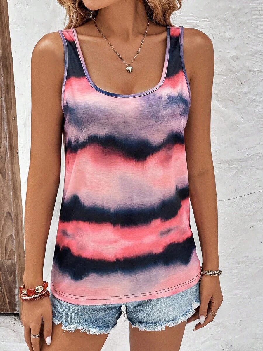Women's Printed Sleeveless Loose Fashion Trend Stripes Vests
