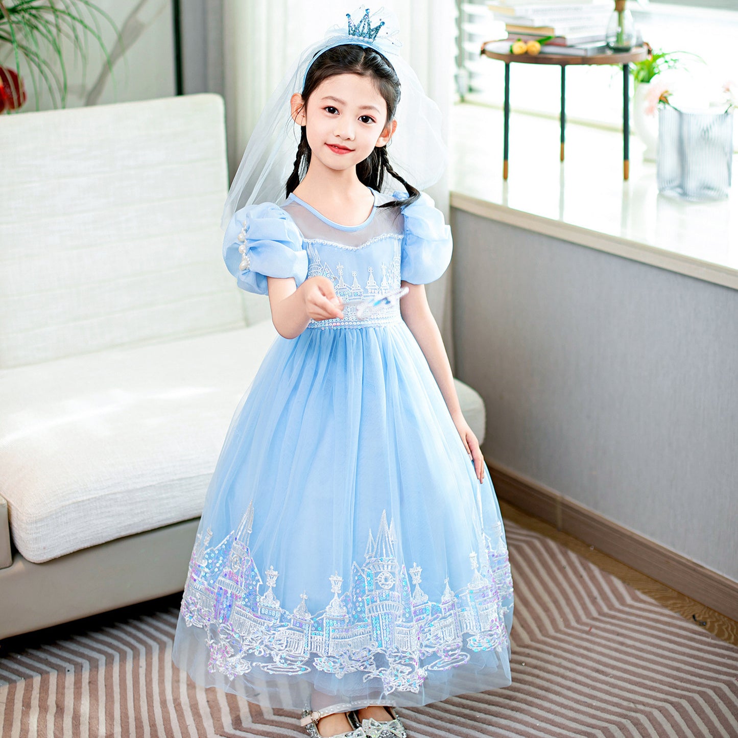 Princess Summer Frozen Birthday Aisha Female Children's Dress