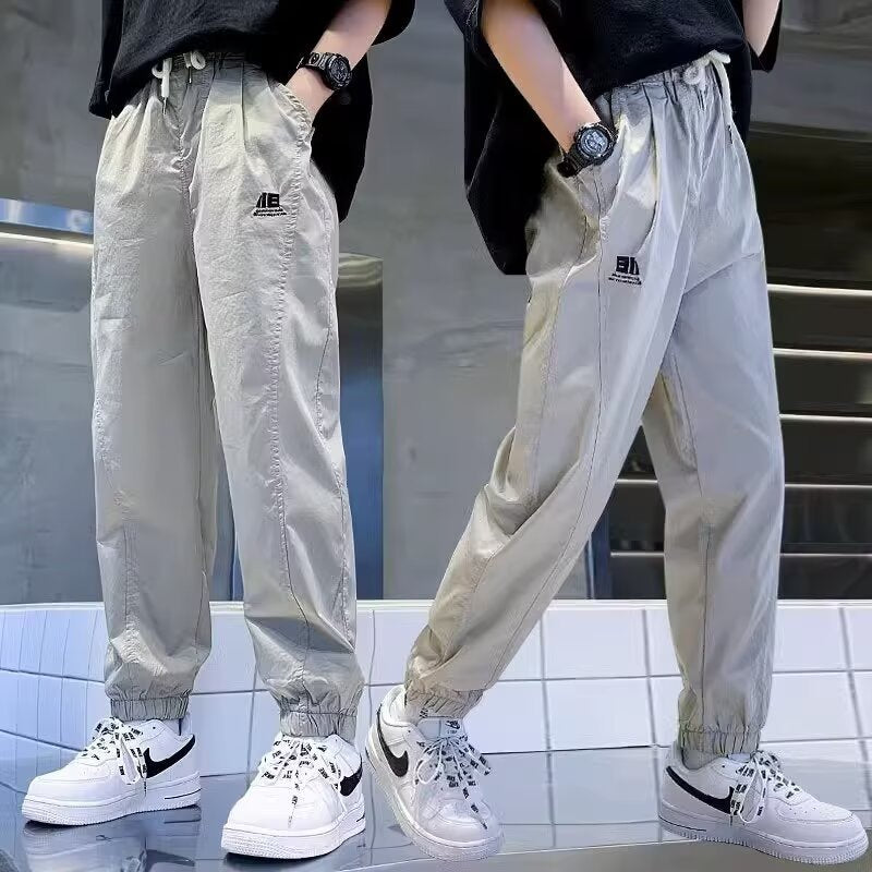 Cotton For Middle Big Thin Trousers Korean Style Handsome Anti Children's Pants