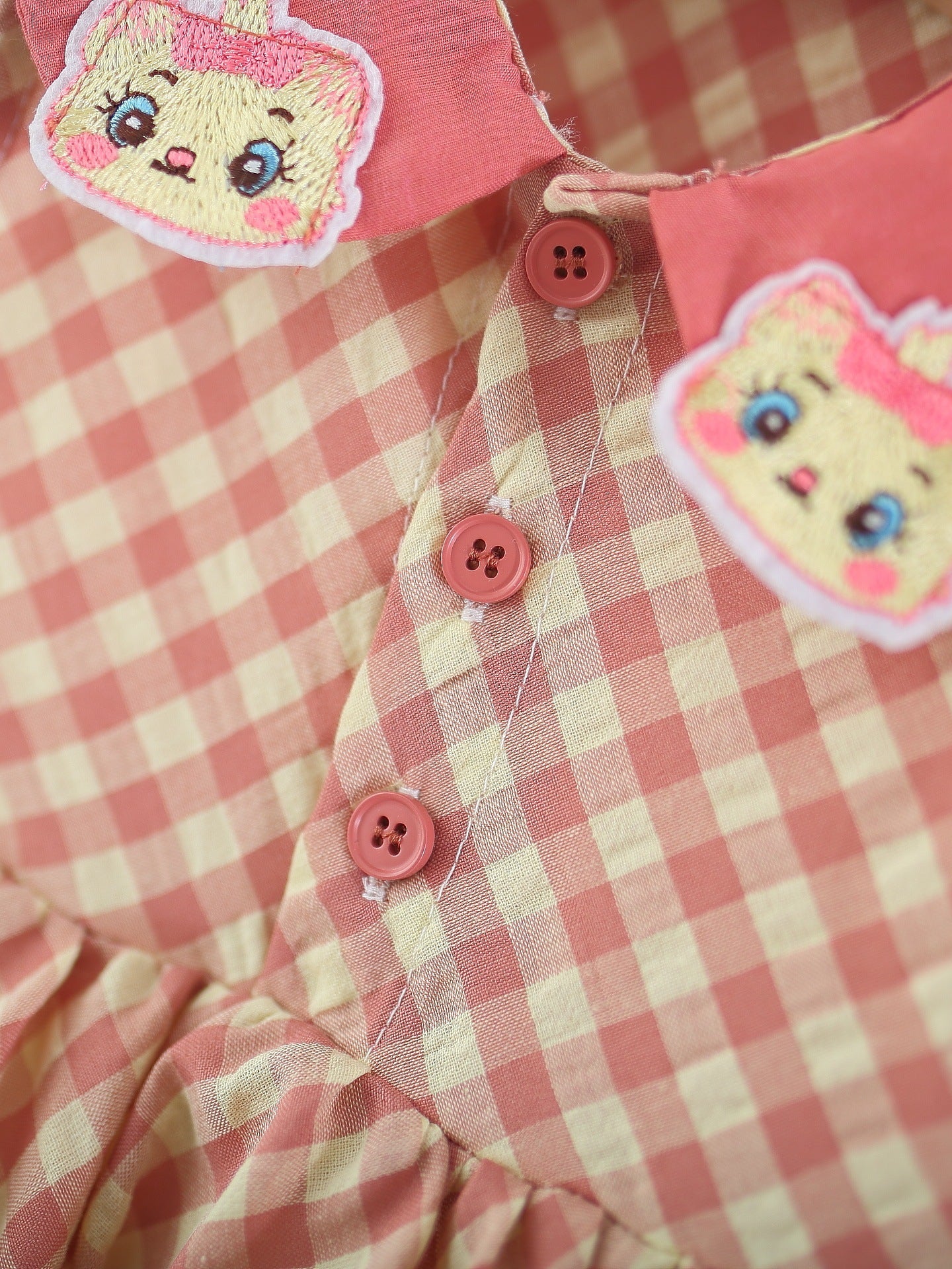 Children's Sleeveless One-piece Summer Cartoon Doll Collar Plaid Children's Dress