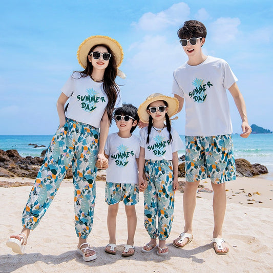 Summer Beach Suit Style Dress Casual Short Parent-child Outfit