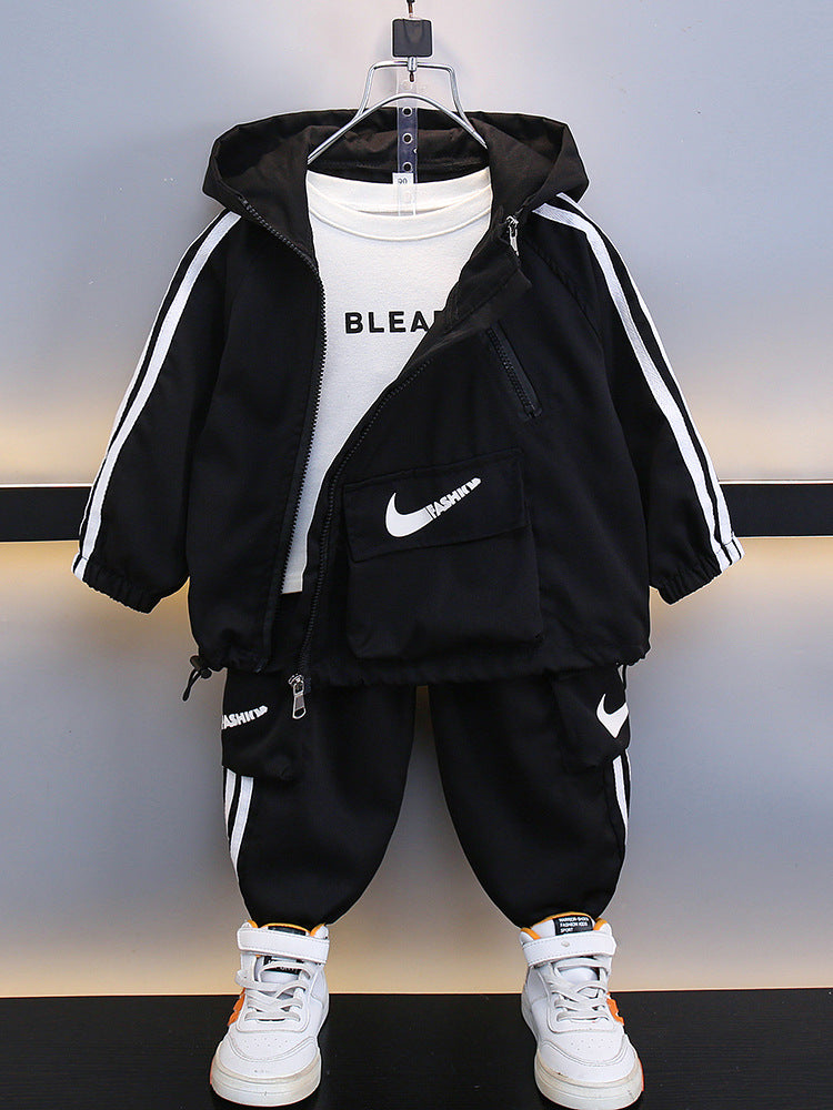 Children's Sportswear Fashionable Double Zipper Two-piece Long Children's Suit