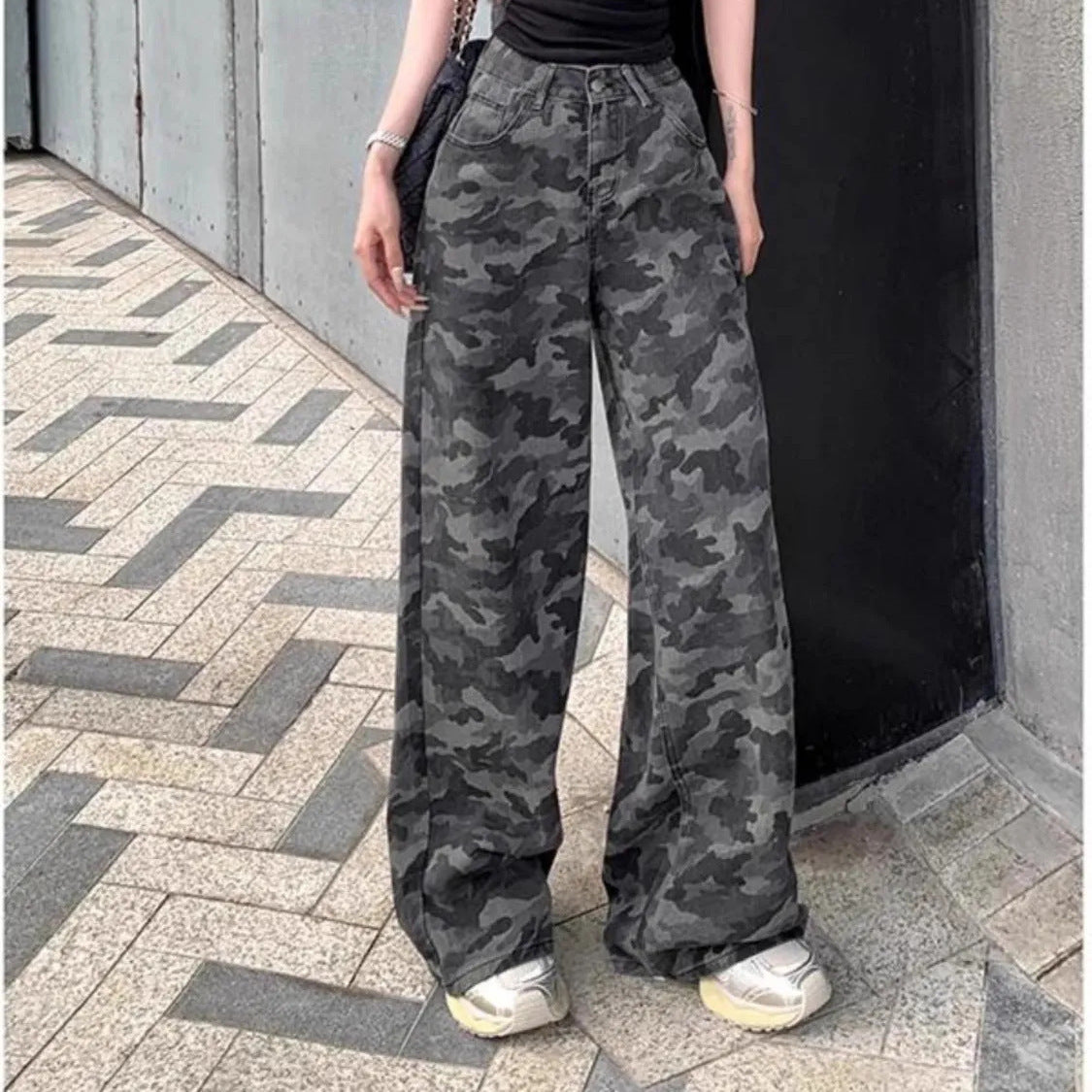 American High Street Camouflage Cargo Waist Slimming Loose Wide Leg Children's Pants