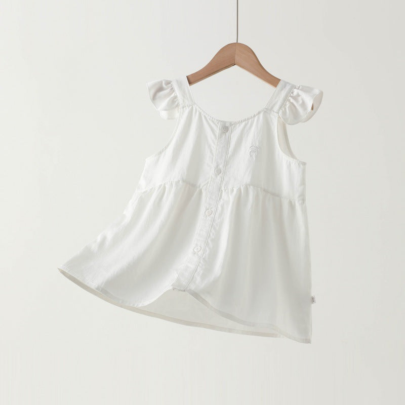 Children's Western Style Suspender Skirt Thin Sleeveless Princess Clothes Imitation Denim Children's T-shirt