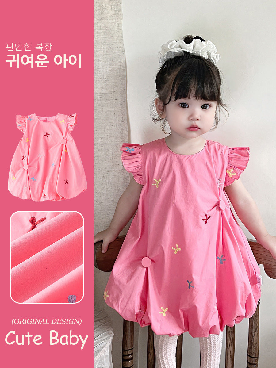 Flounced Sleeve Bud Skirt Style Princess Children's Dress