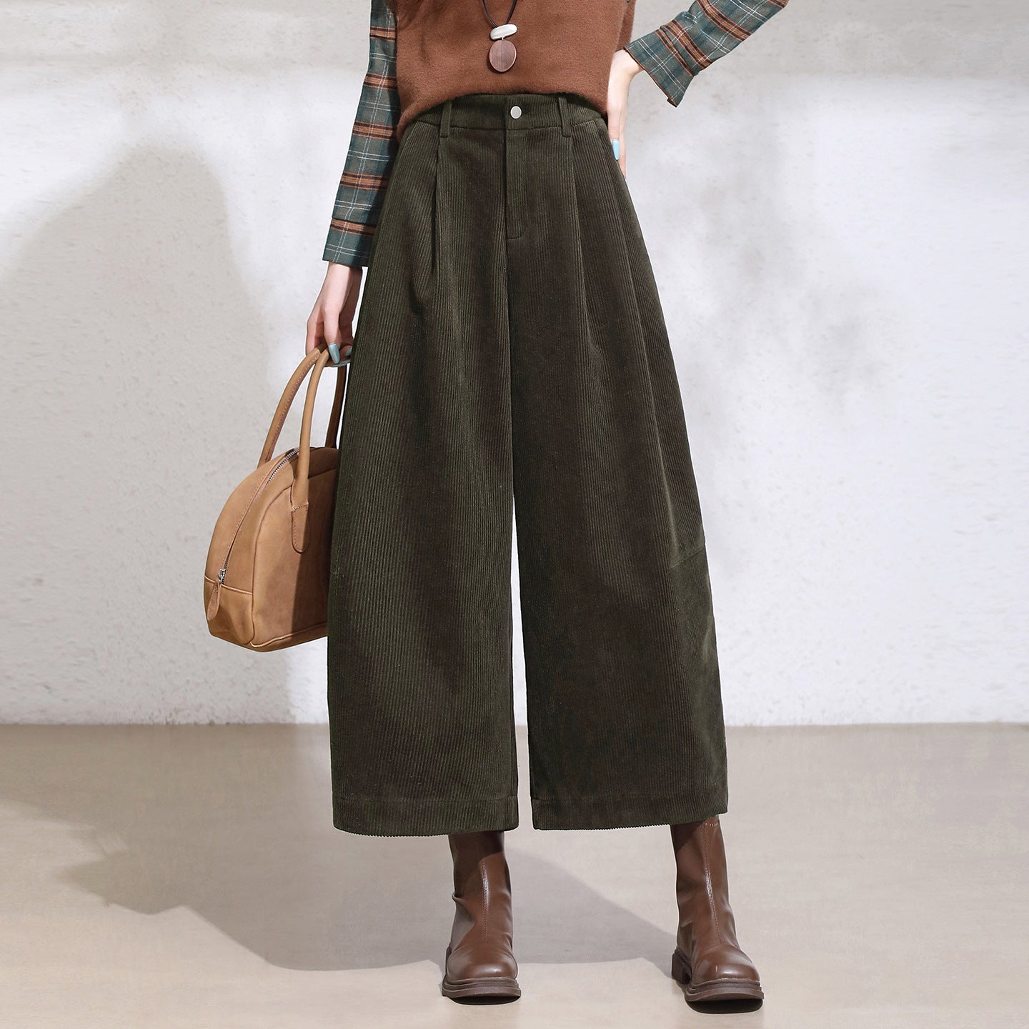 Women's Corduroy Cropped Autumn European Clothes Fashion Casual Pants