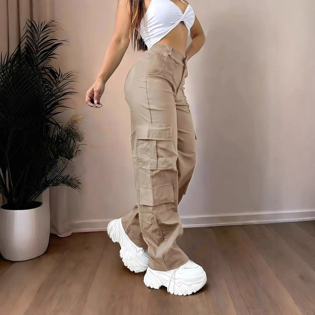 Women's Fashion Loose High Waist Cargo Casual Pants