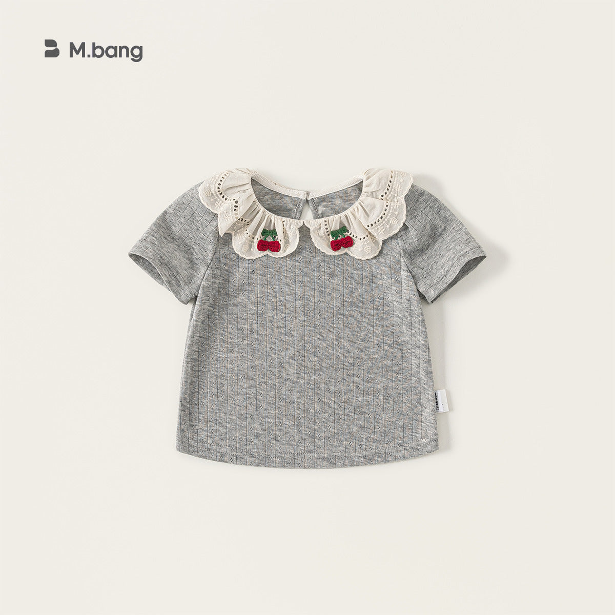 Children's Clothing Summer Lace Collar Short Sleeve Pure Color Children's T-shirt