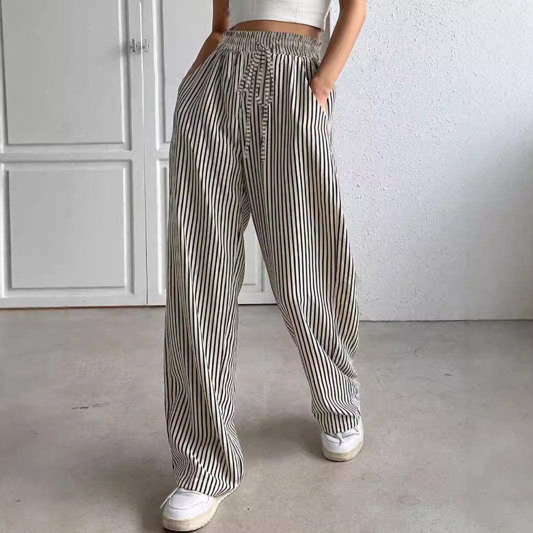 Charming Durable Trendy Women's Striped Trousers Casual Pants