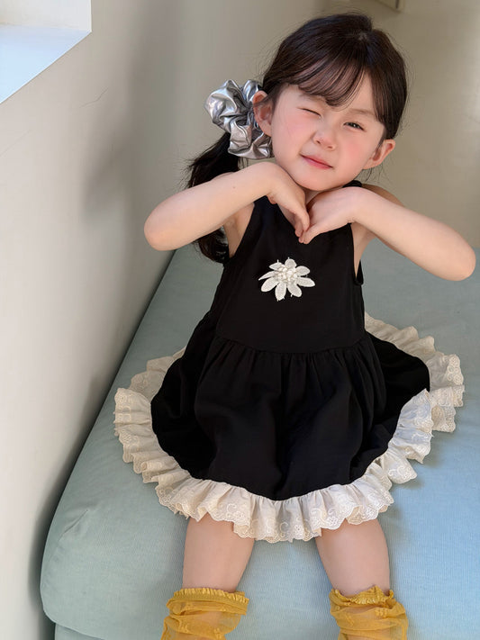 Wheat Field Korean Style Halter Flower French Sweet Children's Dress