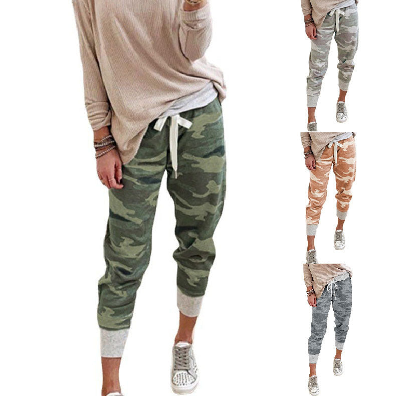 Fashion Women's Camouflage Printed Drawstring Jogging Pants