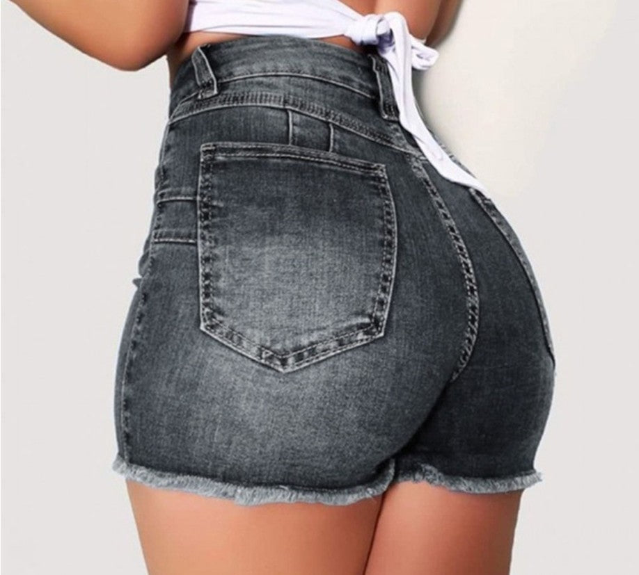 Women's Waist Stretch Slim Fit Ripped Tassel Denim Women's Jeans