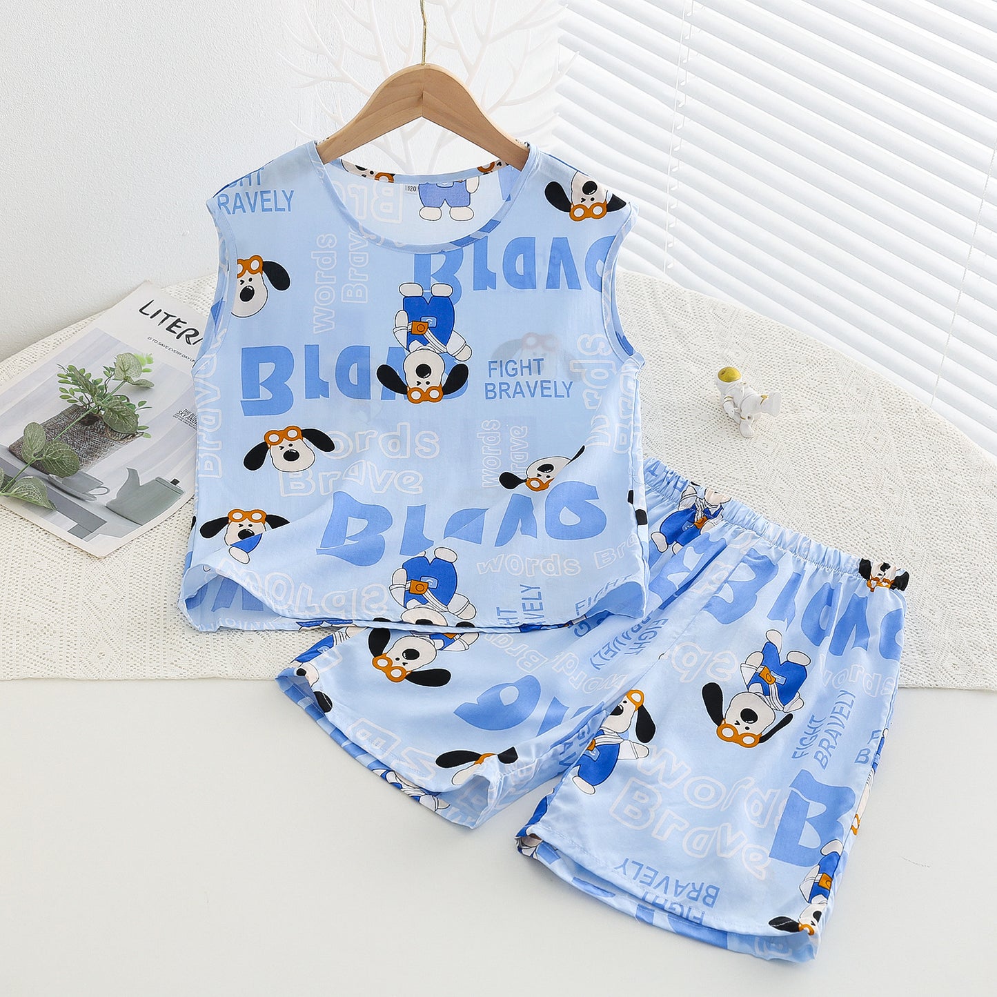 Children's Feeling Bourette Boys Thin Artificial Cotton Children's Suit