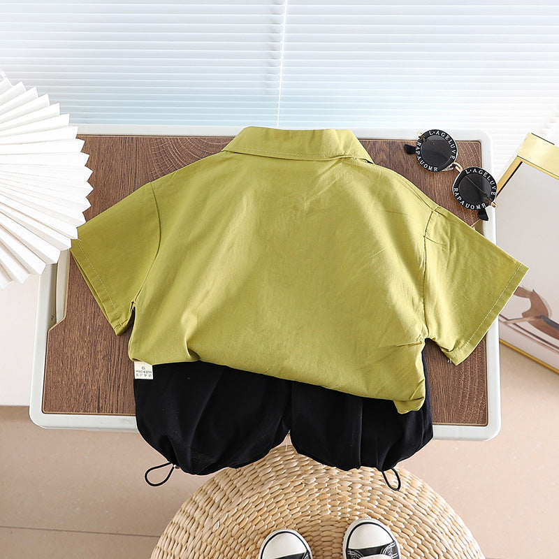 Children's National Style Shirt Short Sleeve Clothes Two-piece Children's Suit