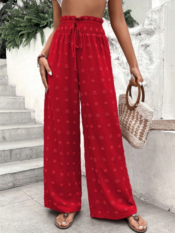 Women's High Waist Jacquard Wide Leg Trousers Pants