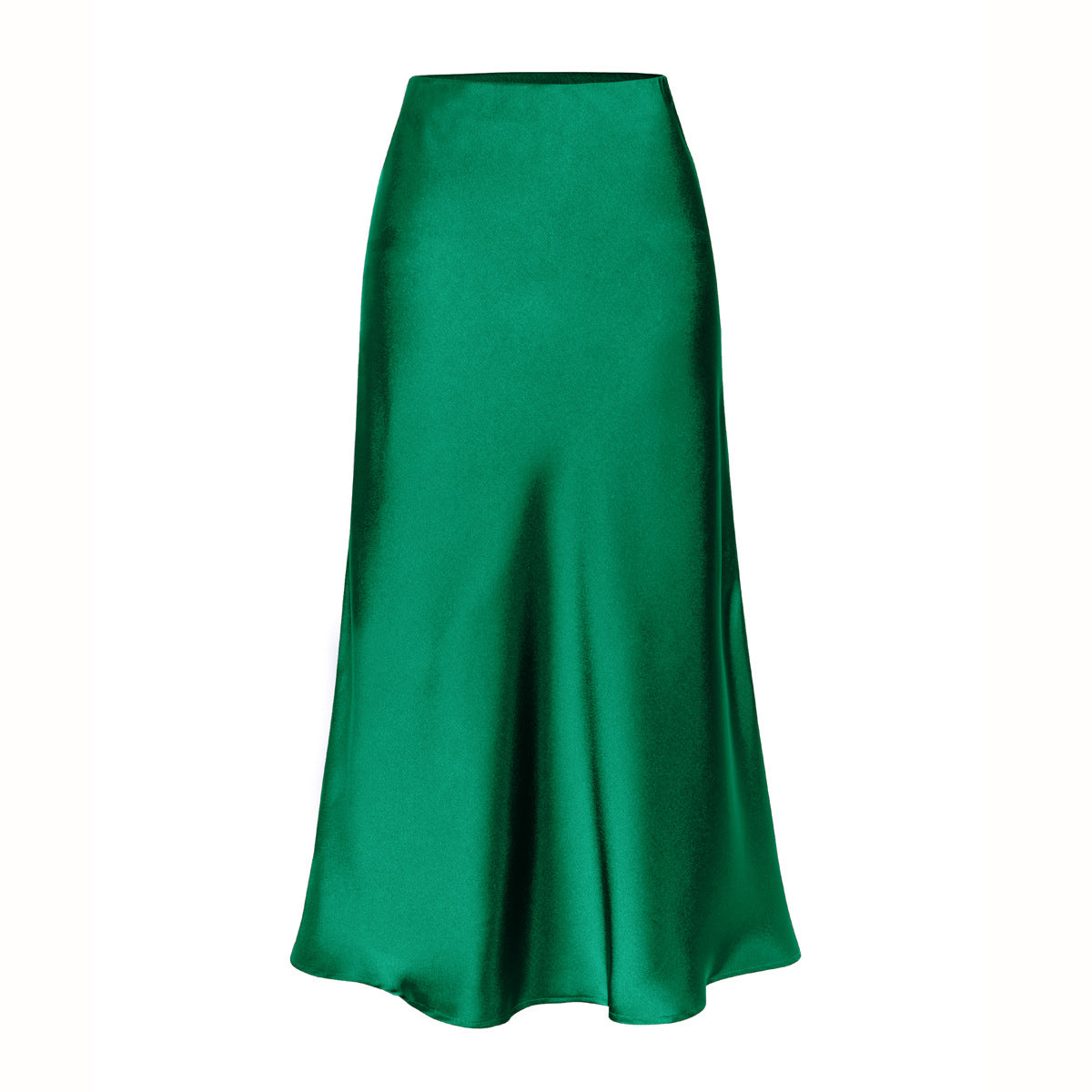 Women's Quality Acetate Satin Elastic Waist Pure Color Skirt