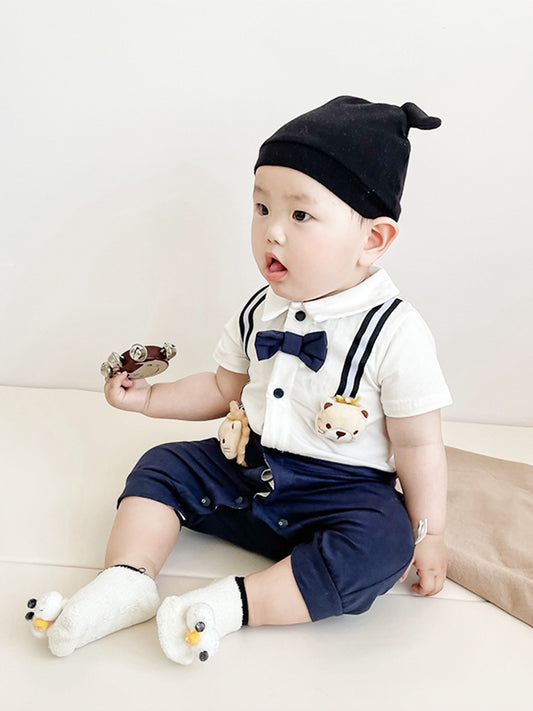 Dress Short Sleeved Romper Preppy Style Jumpsuit, Climbing Suit