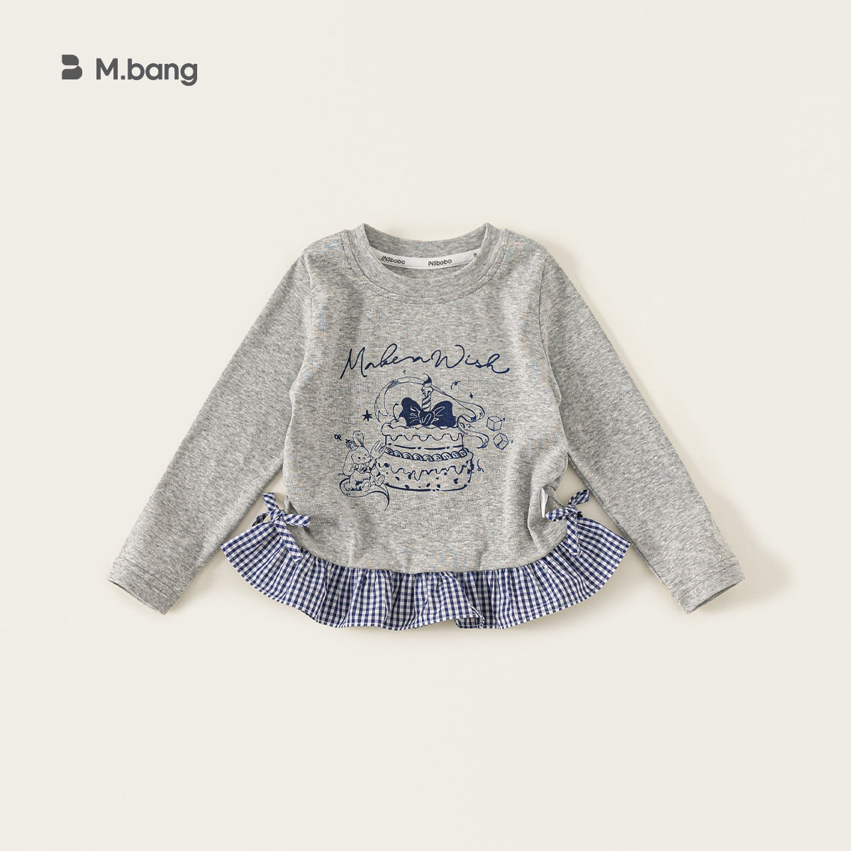 Children's Sleeve Plaid Elements Sisters Outfit Stitching Lace Children's T-shirt