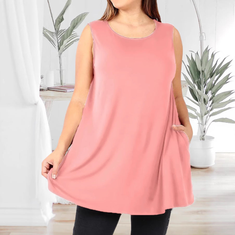 Women's Fashion Casual Pocket Solid Color Vests
